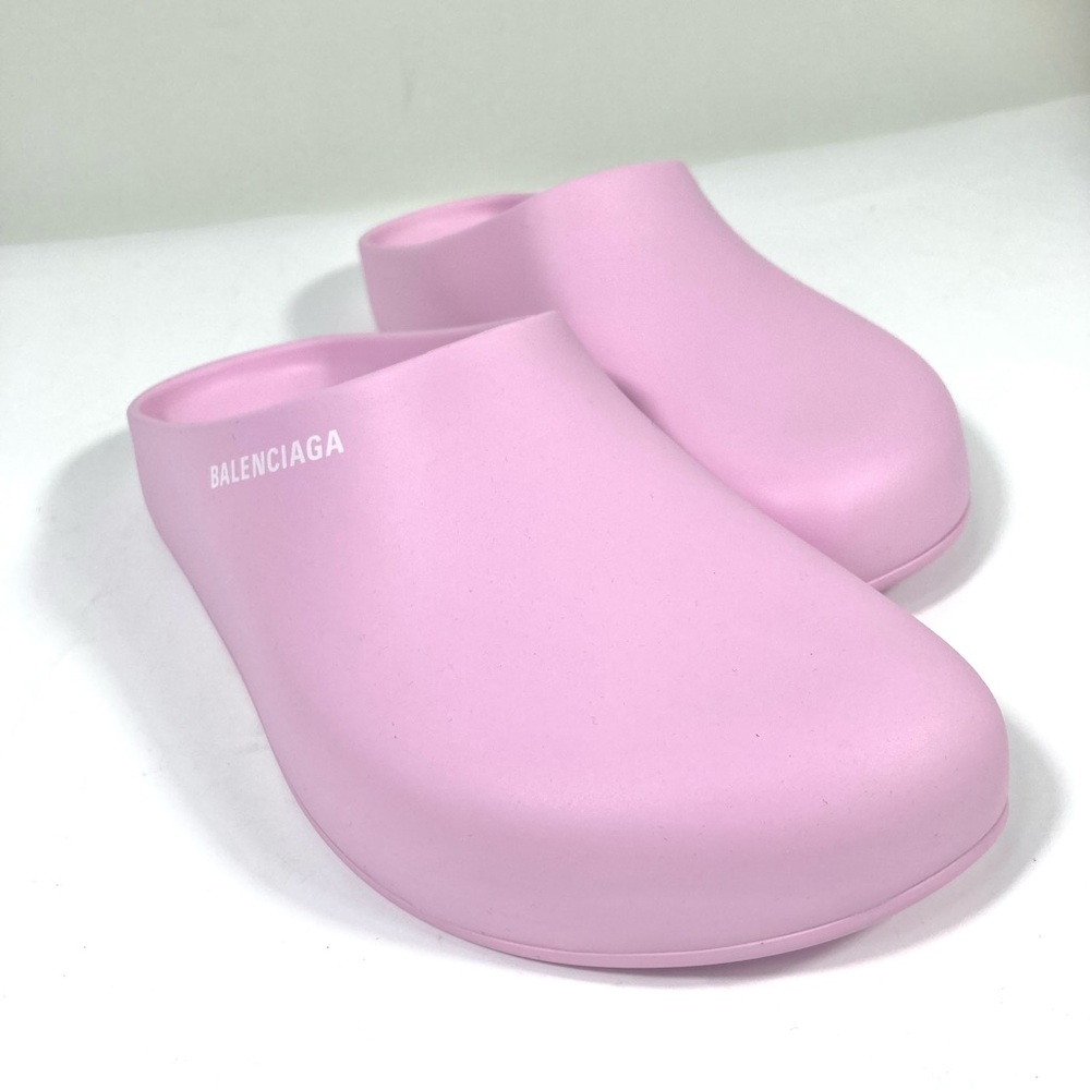 Balenciaga Pool Logo Closed Slides Clogs Pink Women Size 8 US New Matte Finish - Picture 12 of 17